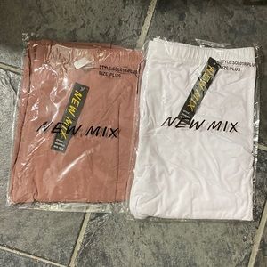 Women’s New Mix Brand 1” Waistband Plus Size Peach Skin Leggings Set of 2